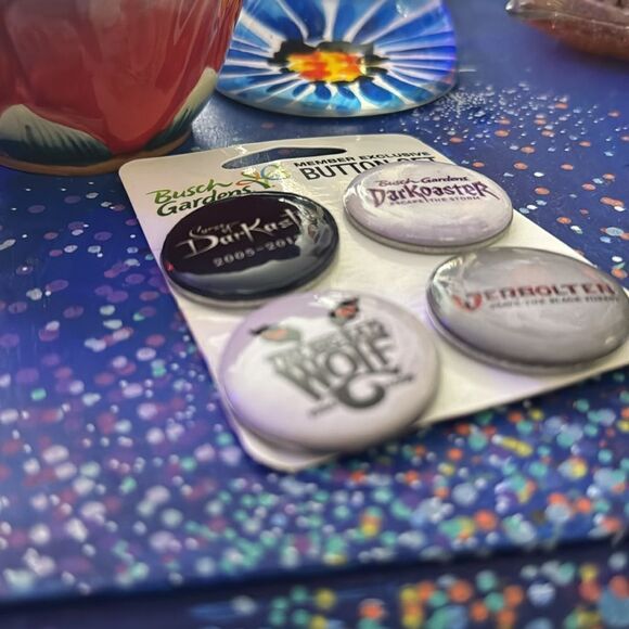 Busch Gardens Member Exclusive Button Set 2023 Roller Coaster - Picture 2 of 3